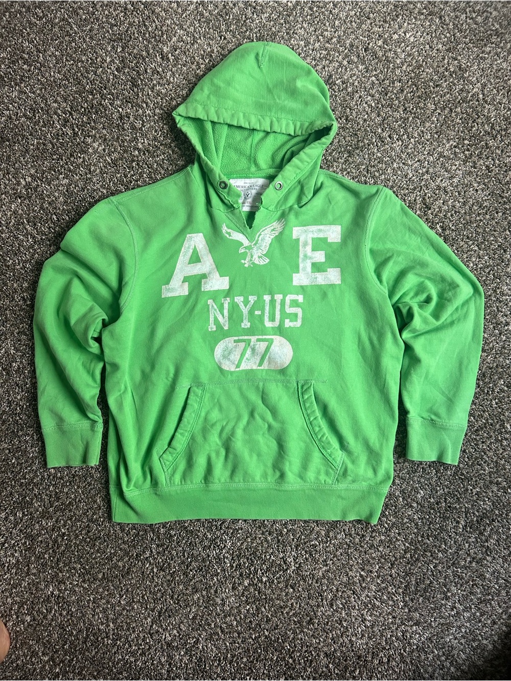 American Eagle Outfitters Bright Green Graphic Hooded Sweatshirt
